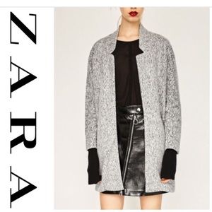 Zara long grey sweater coat (size S)